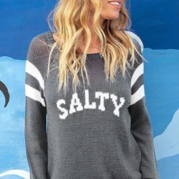 WOODEN SHIPS Salty Gray M/L Sweater Paola Buendia Lightweight Fisherman Beachy - Picture 1 of 11